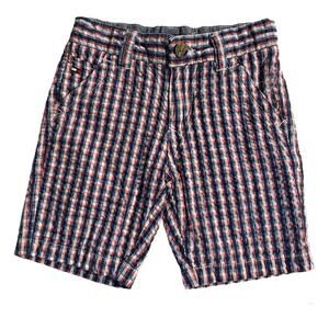 Tommy Hilfiger Boys Seersucker Cranberry Plaid Shorts Size 3T